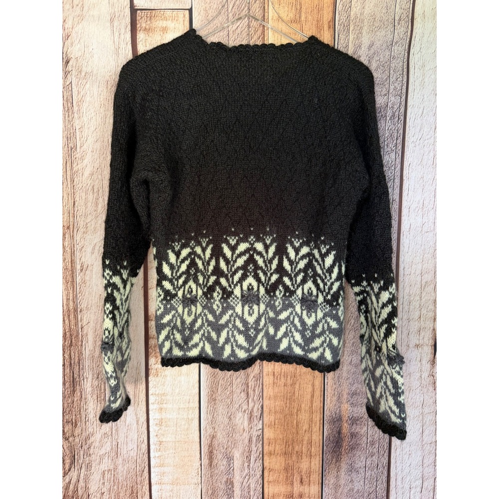 Dale of Norway Cardigan Sweater Vintage Nordic Fair Isle Black Gray Scandinavian - Picture 2 of 8